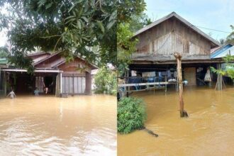 Kondisi rumah warga yang terendam banjir di Desa Badalungga