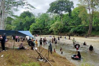 Objek wisata Meranting di Kecamatan Tebing Tinggi Kabupaten Balangan pada saat libur lebaran idul fitri 1444 H