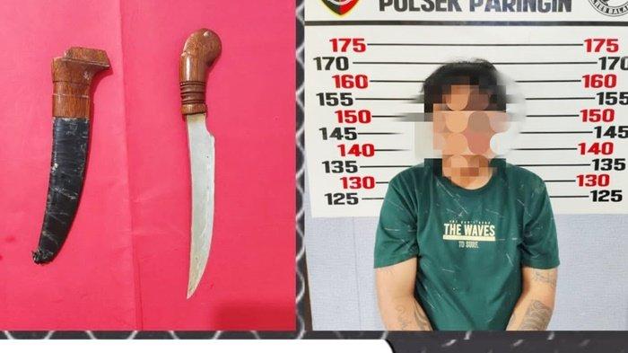 Residivis asal Banjarmasin bawa belati diamankan petugas Polsek Paringin di Desa Bungin Kabupaten Balangan Provinsi Kalimantan Selatan
