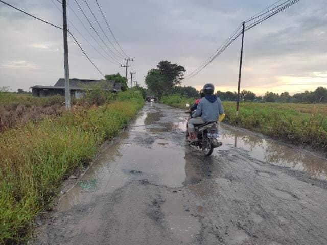 Salah satu Jalan desa di Tatah Amuntai yang dalam perawatan Dinas PUPR Kabupaten Banjar. Selasa (30/05/2023) (Foto : Heru).