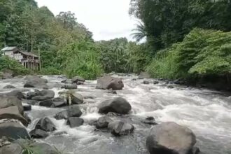 Sungai yang akan menjadi tempat berlangsungnya cabor arung jeram di PON 2024. Sabtu (15/07/2023). (Foto: FAJI Kalsel)