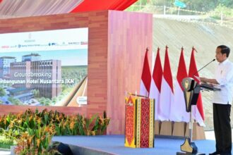 Presiden Jokowi saat groundbreaking Hotel Nusantara