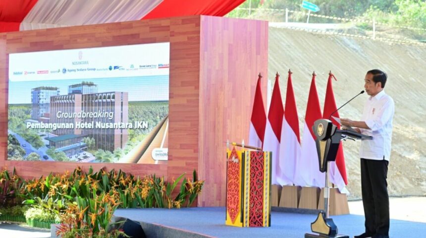 Presiden Jokowi saat groundbreaking Hotel Nusantara