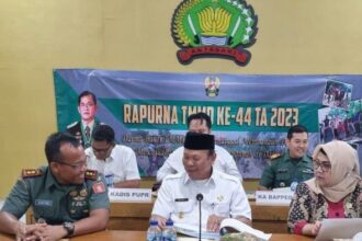 Wakil Ketua DPRD Kabupaten Barito Kuala Dra Arfah mengikuti Vicom Pra Purna TMMD ke 44